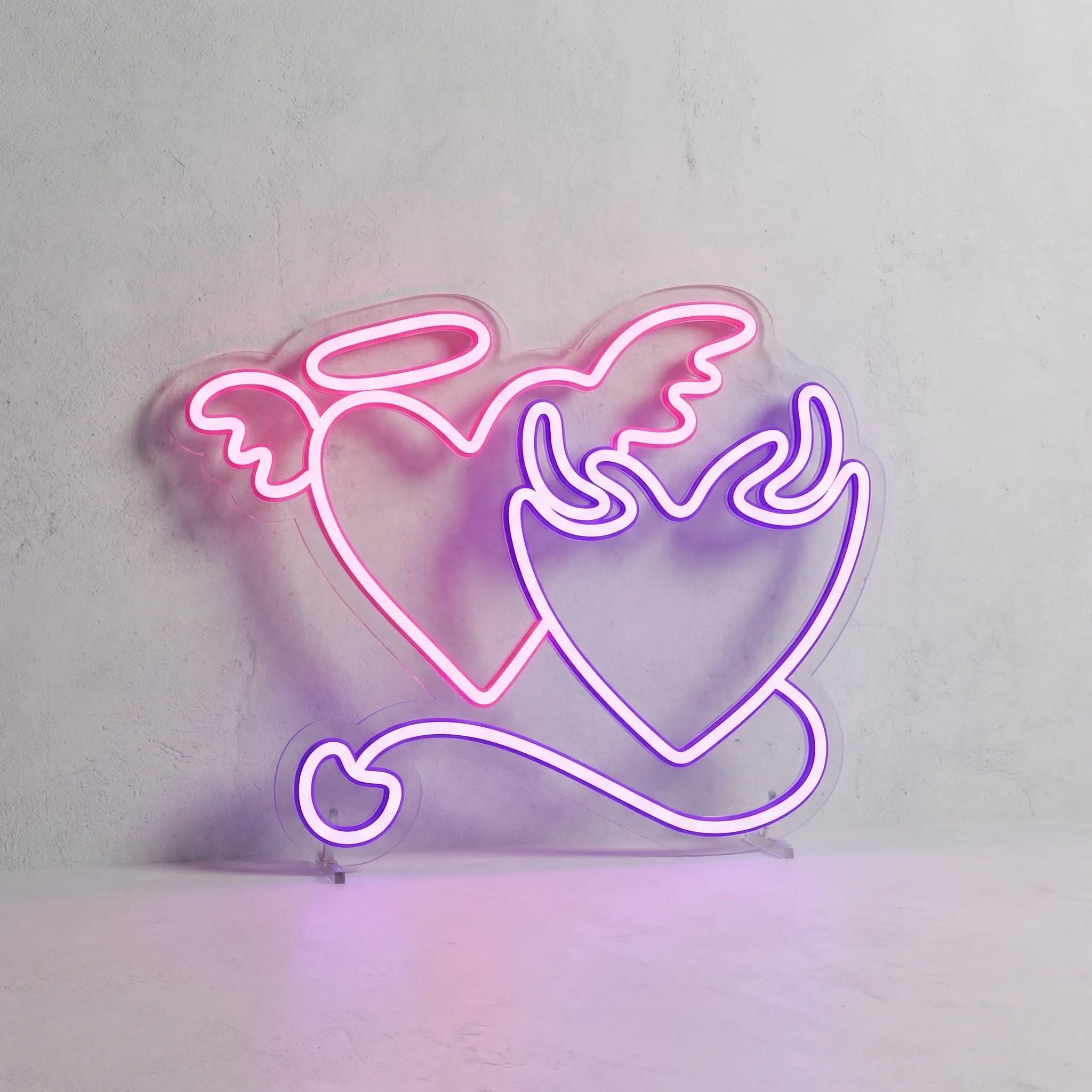 Neón LED Corazón Ángel y Demonio (50x39.7cm)
