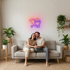 Neón LED Corazón Ángel y Demonio (50x39.7cm)