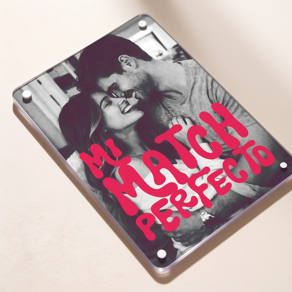 Cuadro San Valentín Personalizado “Mi Match Perfecto” en Metacrilato