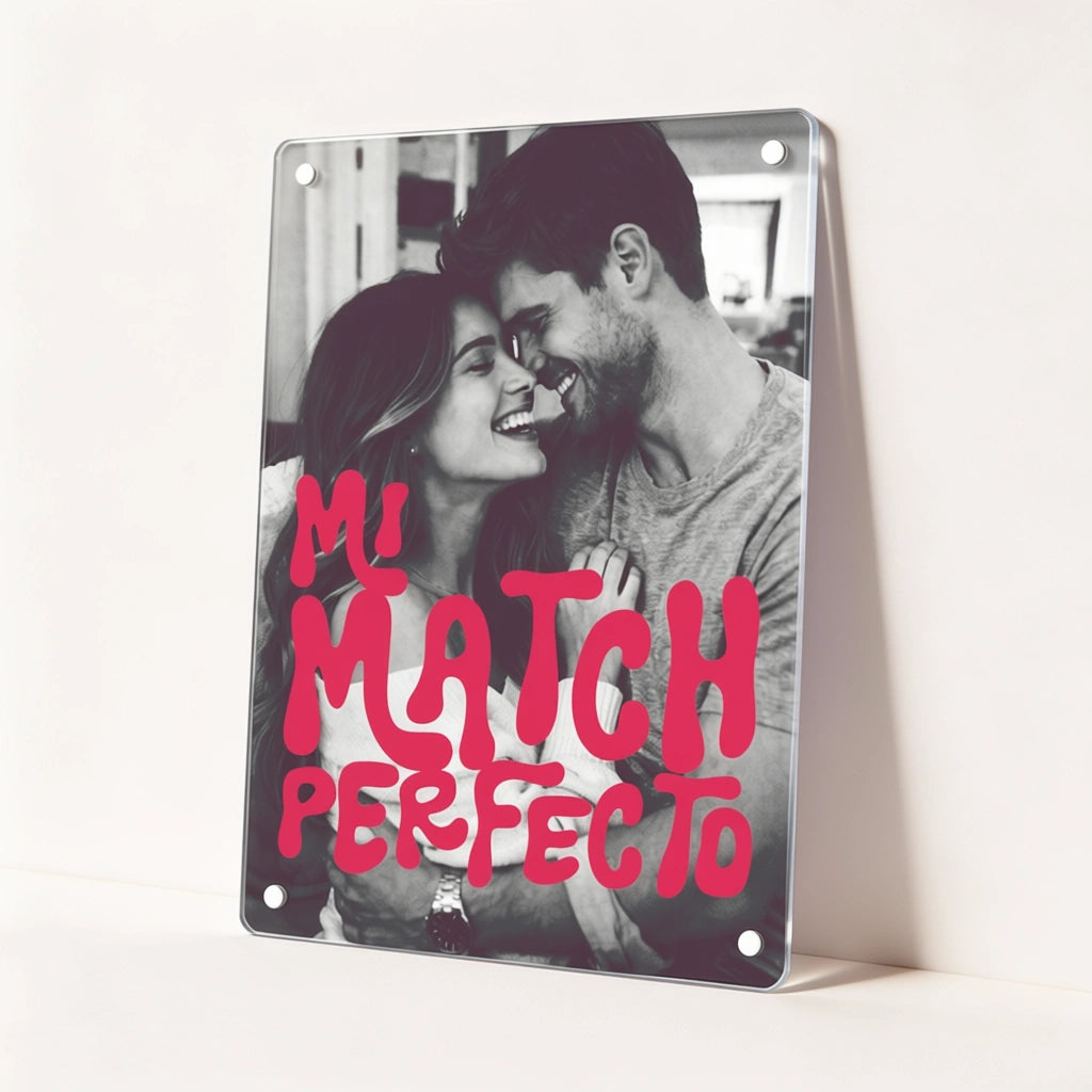 Cuadro San Valentín Personalizado “Mi Match Perfecto” en Metacrilato