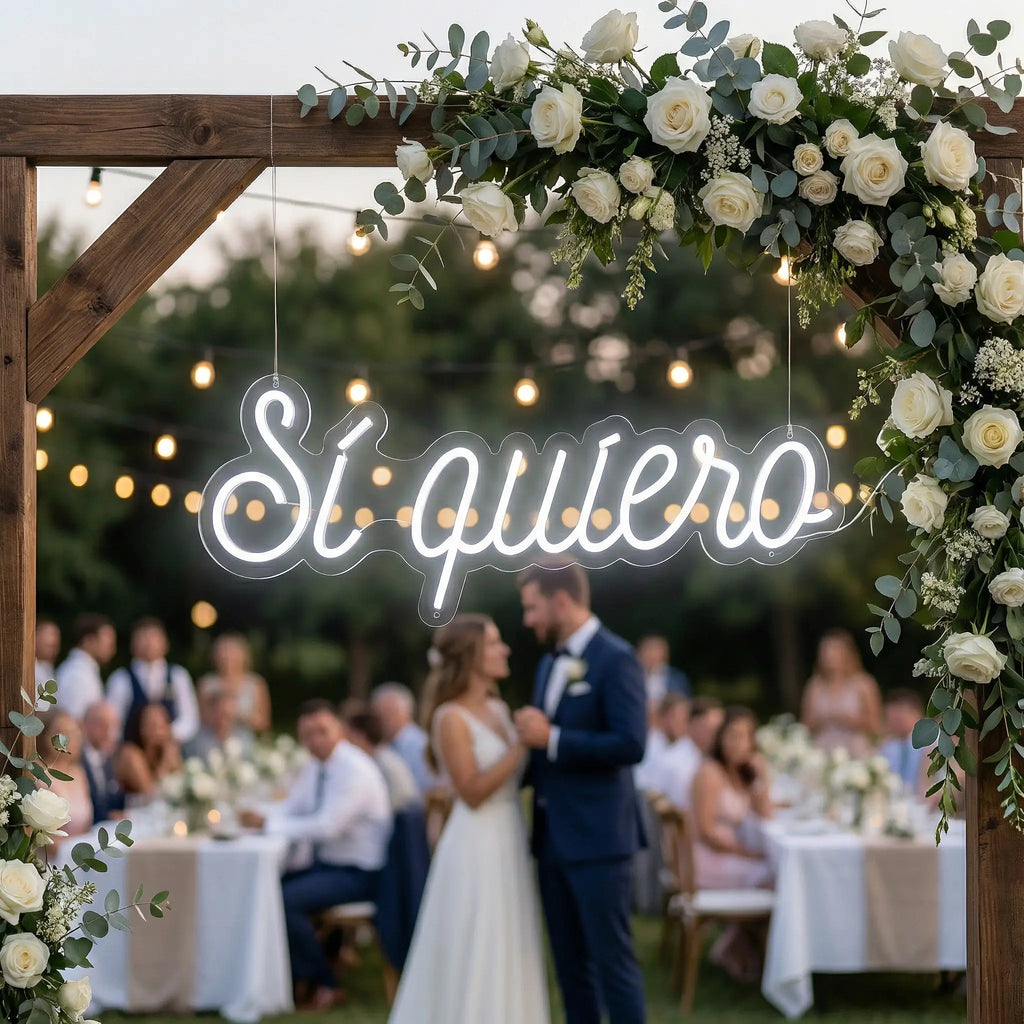 Neón LED “Sí quiero” | Decoración Luminosa Elegante y Moderna